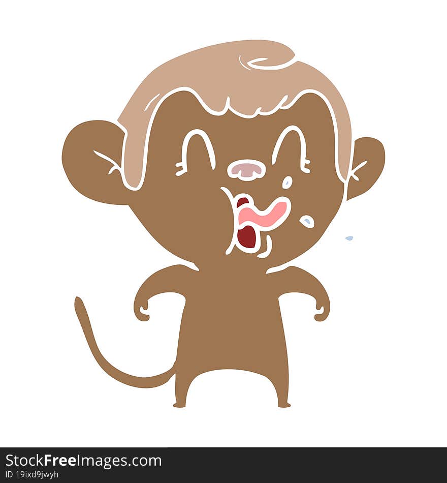 crazy flat color style cartoon monkey