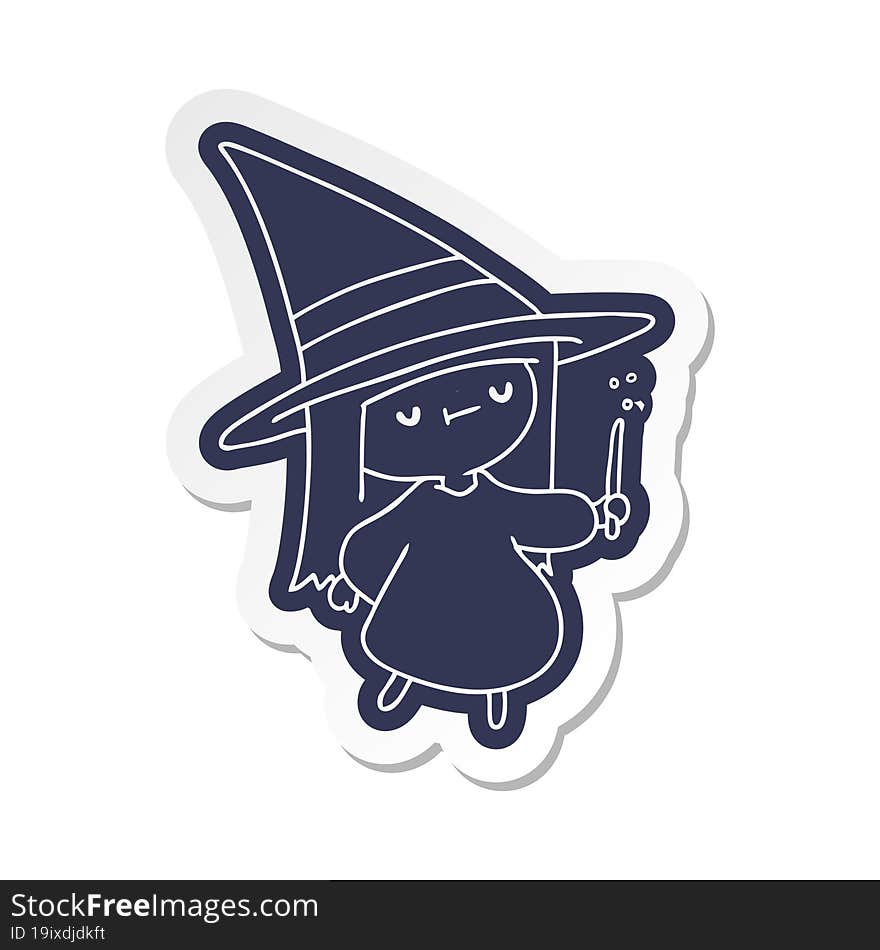 cartoon sticker of a cute kawaii witch girl