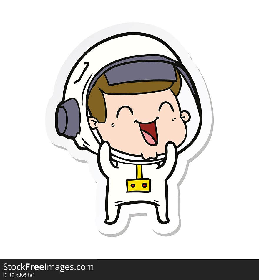 sticker of a happy cartoon astronaut