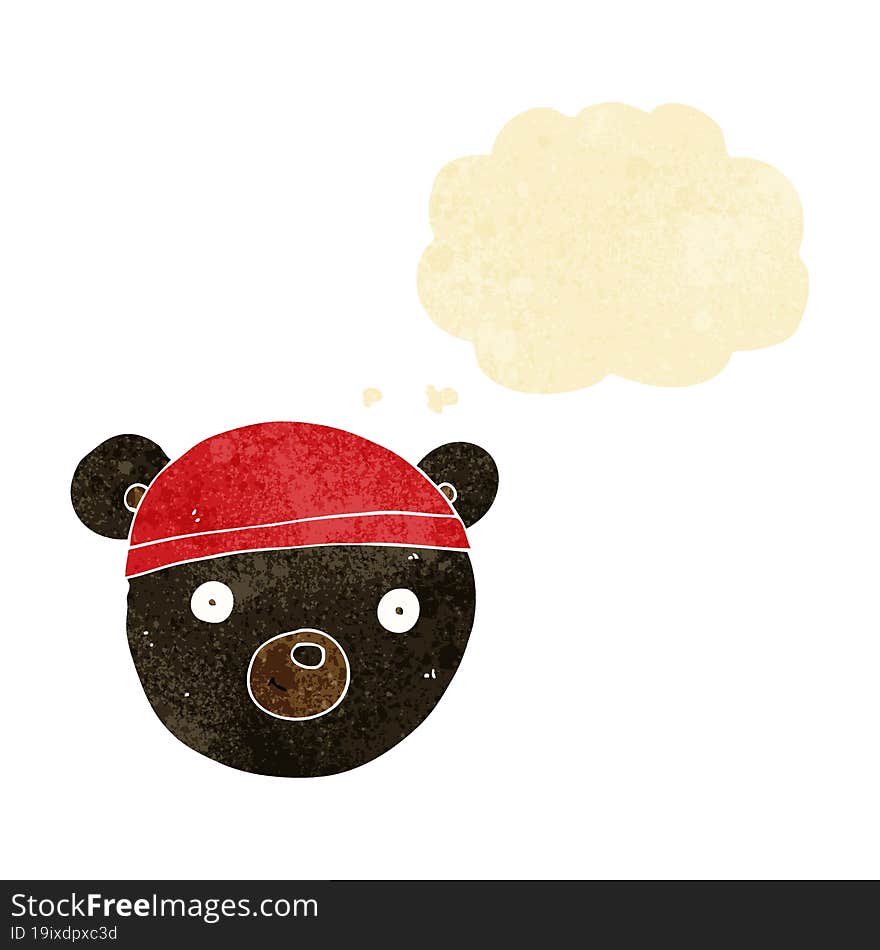 cartoon black bear face with thought bubble