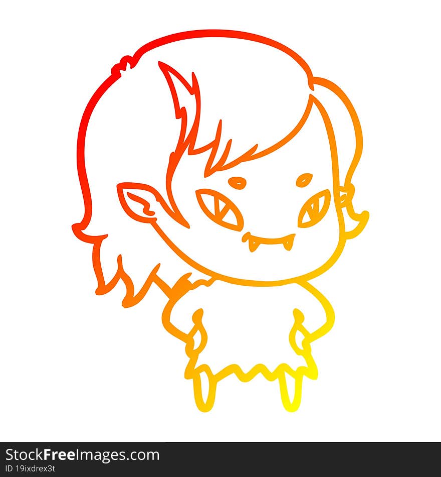 warm gradient line drawing cartoon friendly vampire girl