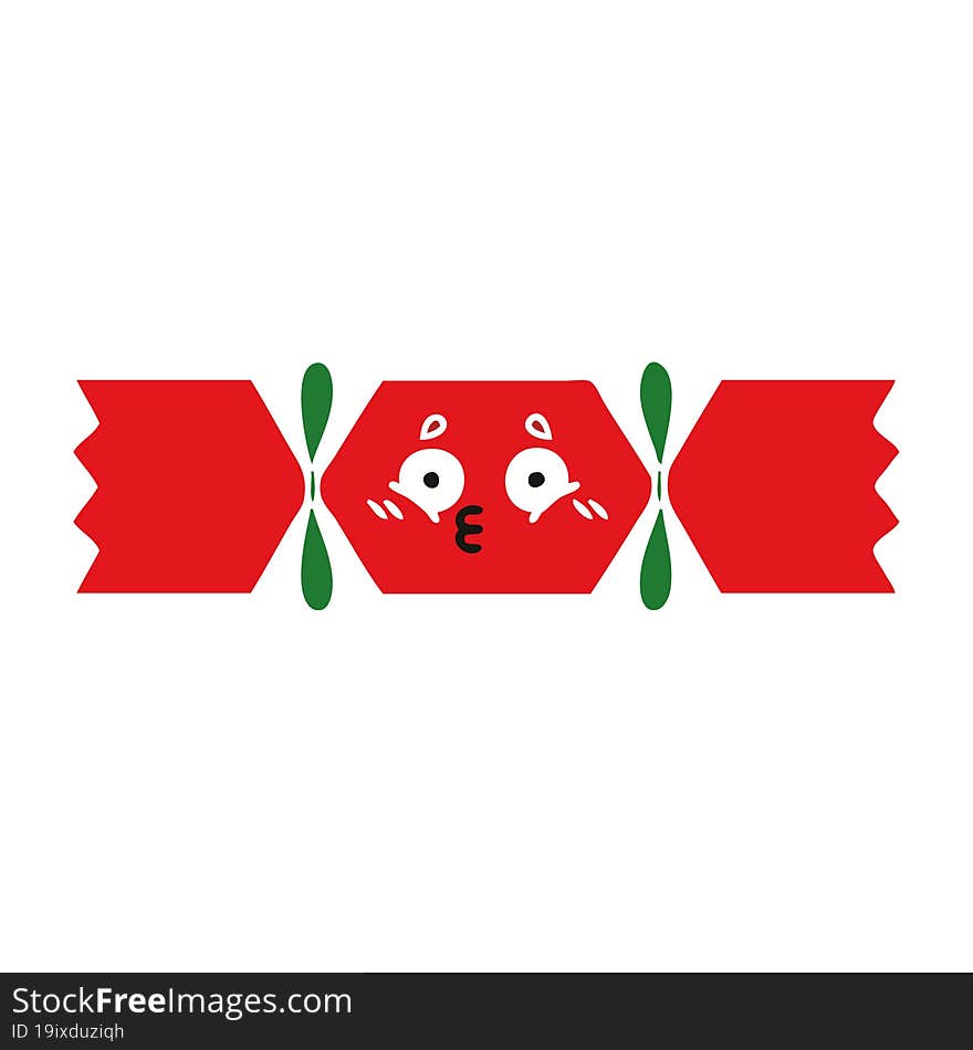 flat color retro cartoon of a christmas cracker