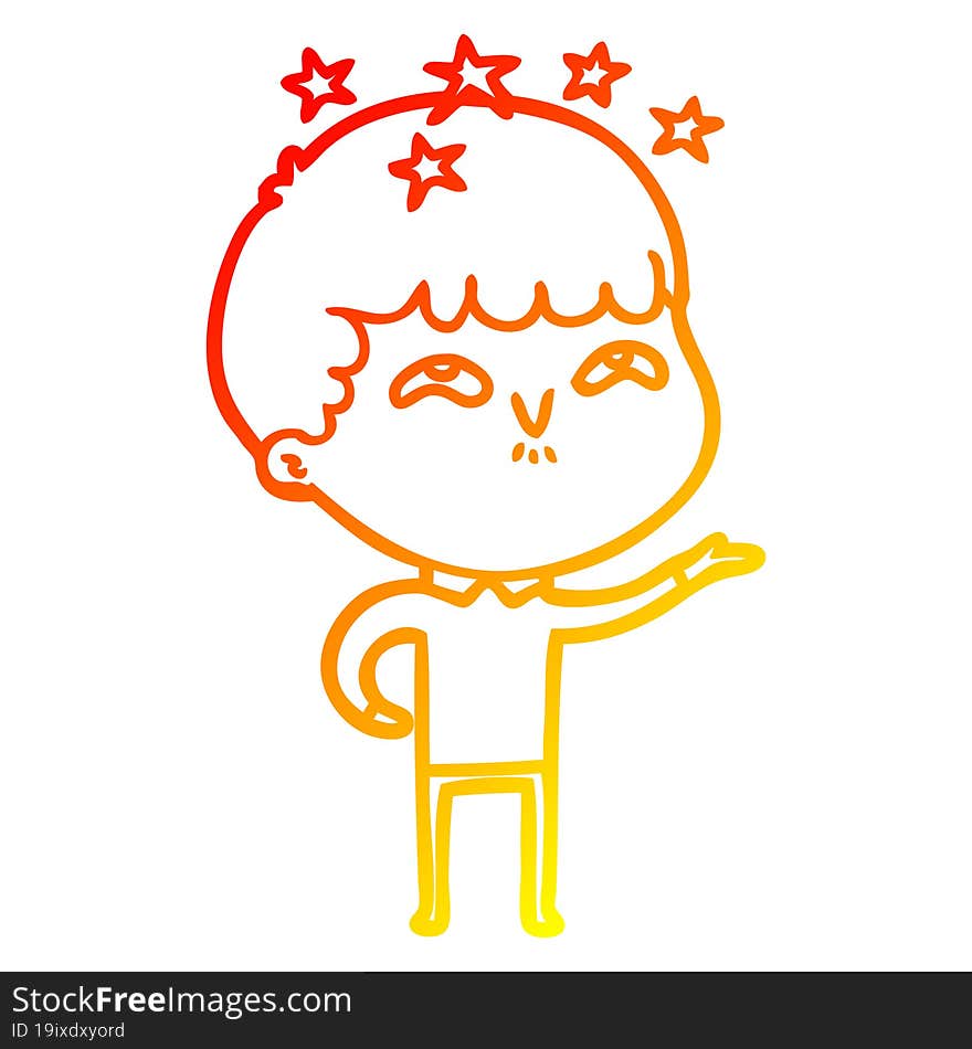 warm gradient line drawing cartoon amazed boy