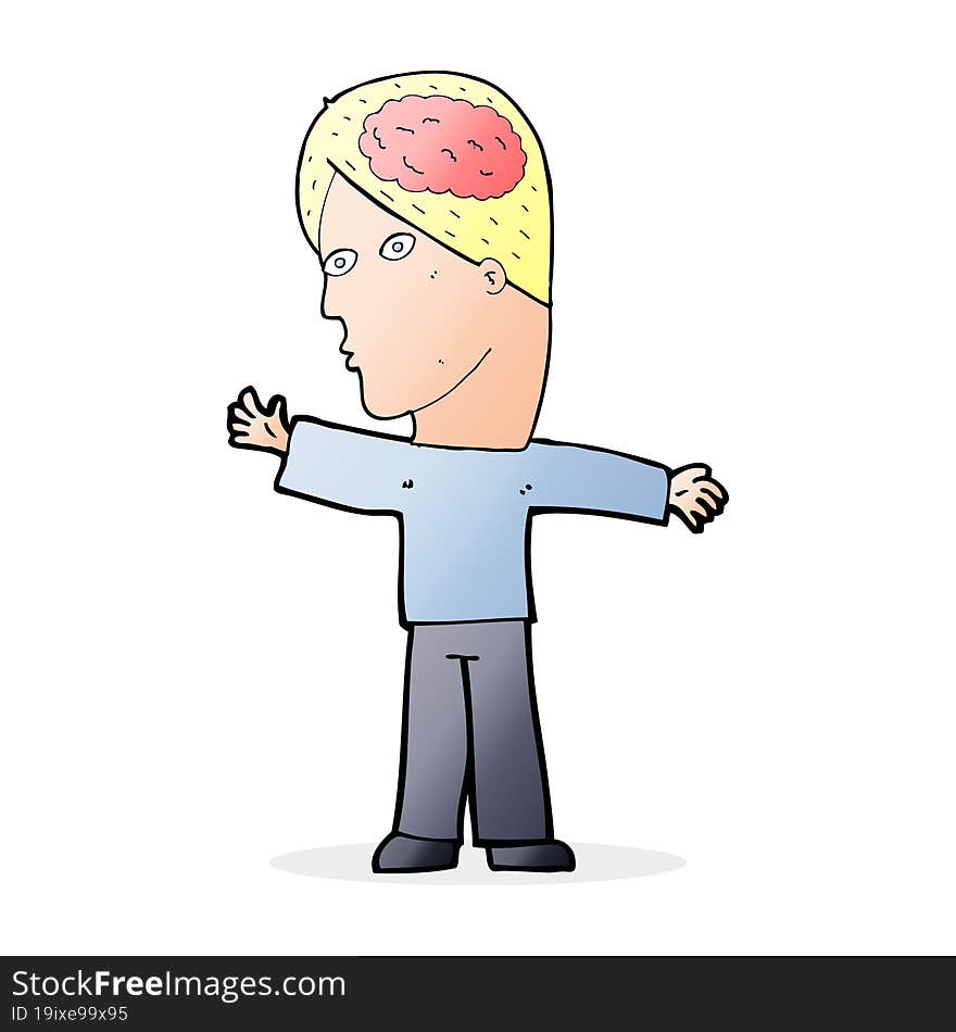 cartoon man with brain