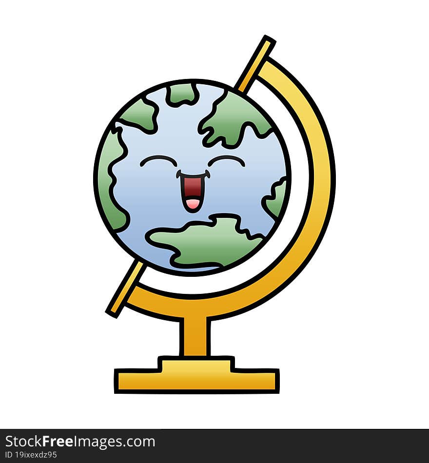 gradient shaded cartoon globe of the world