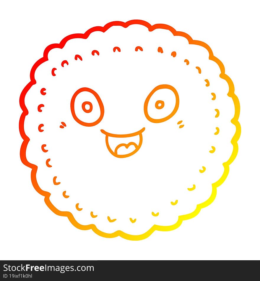 warm gradient line drawing cartoon biscuit