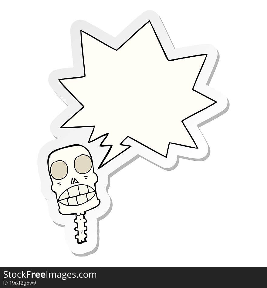 cartoon spooky skull and speech bubble sticker