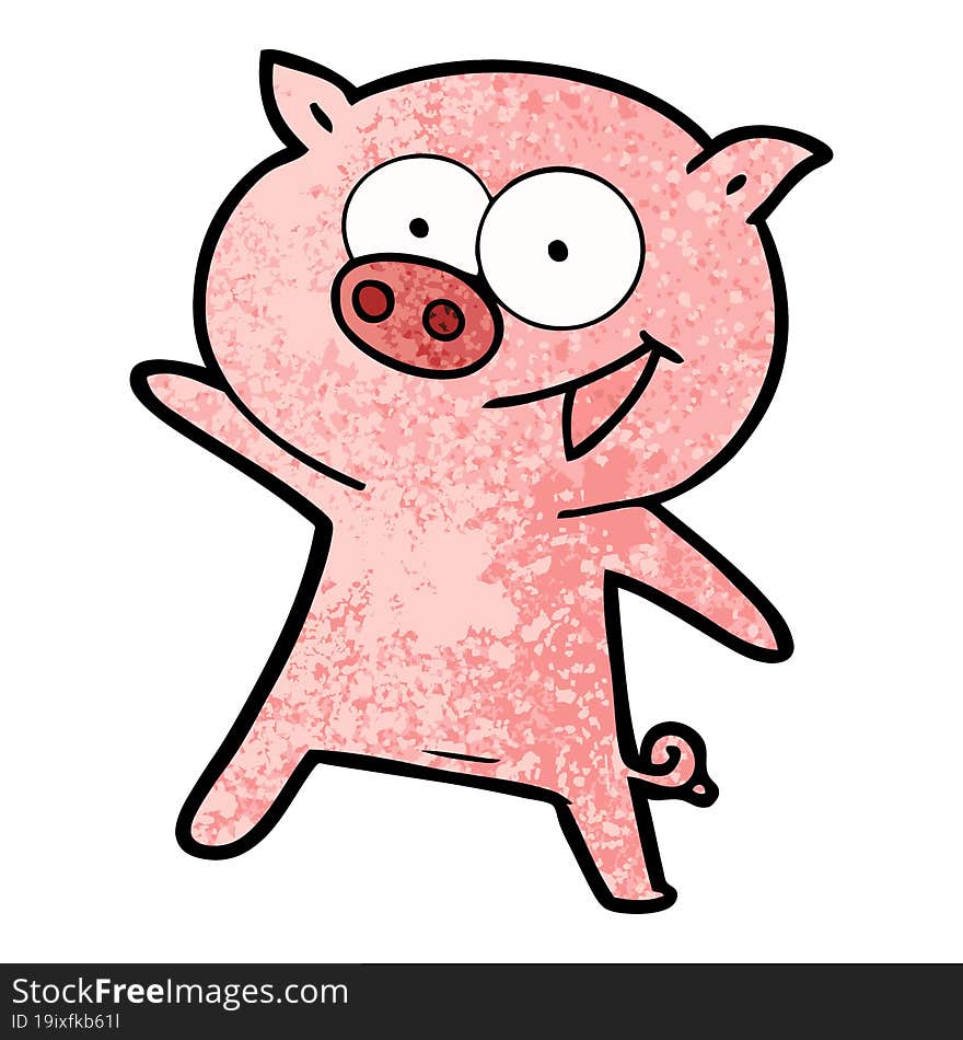 cheerful dancing pig cartoon. cheerful dancing pig cartoon