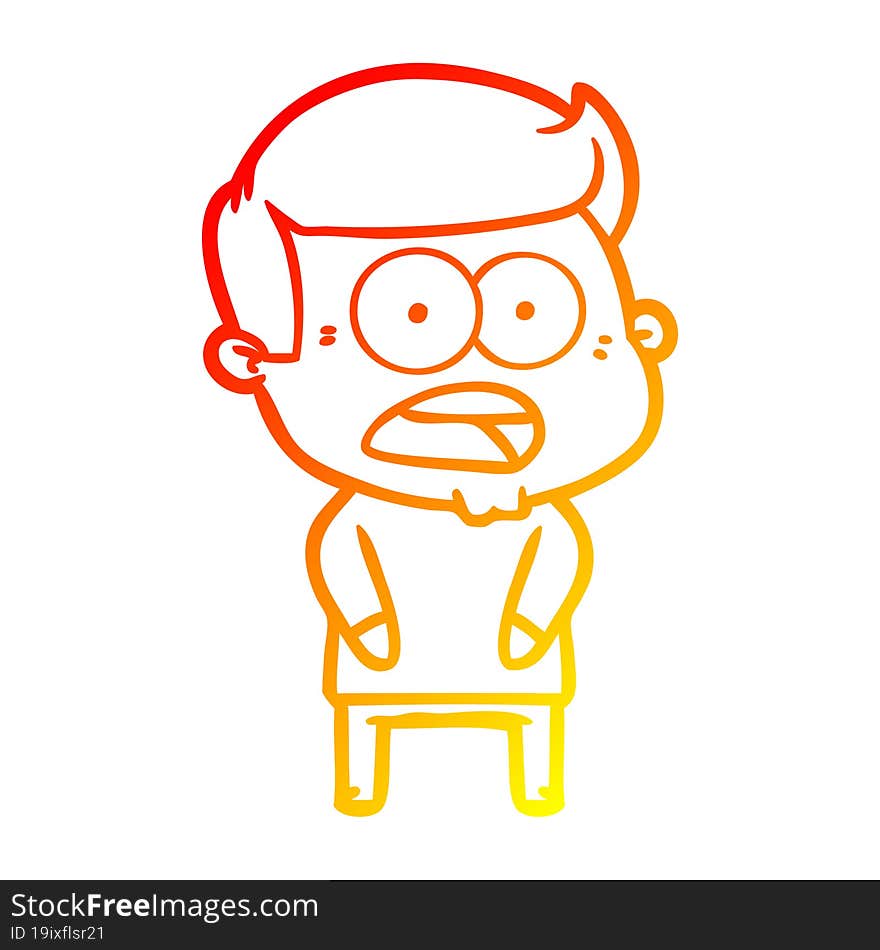 Warm Gradient Line Drawing Cartoon Shocked Man