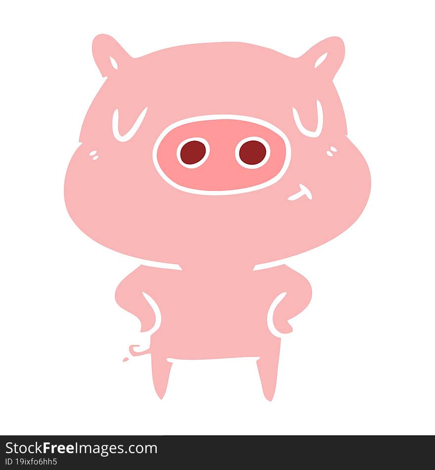 Flat Color Style Cartoon Content Pig