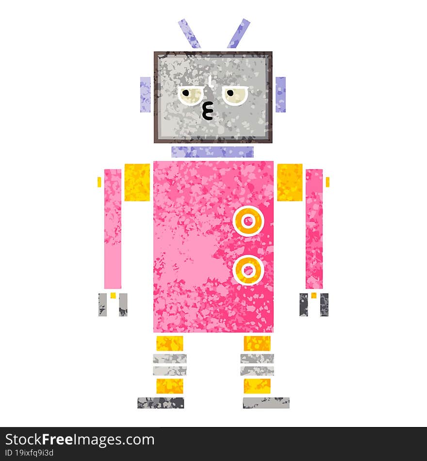 Retro Illustration Style Cartoon Robot