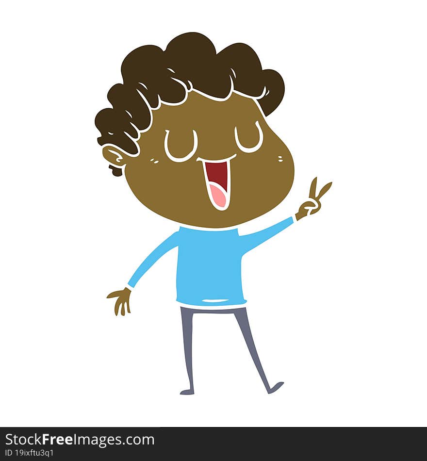 laughing flat color style cartoon man