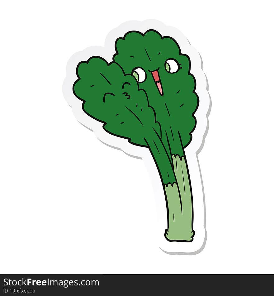 sticker of a cartoon salad leaves