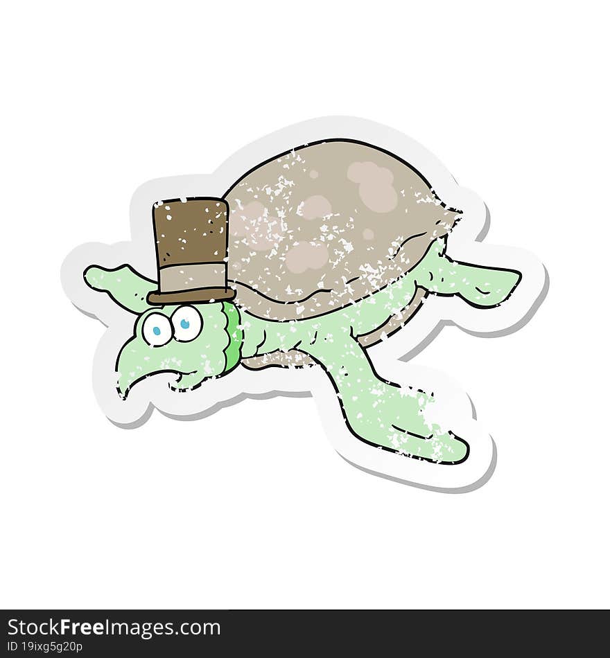 retro distressed sticker of a cartoon turtle