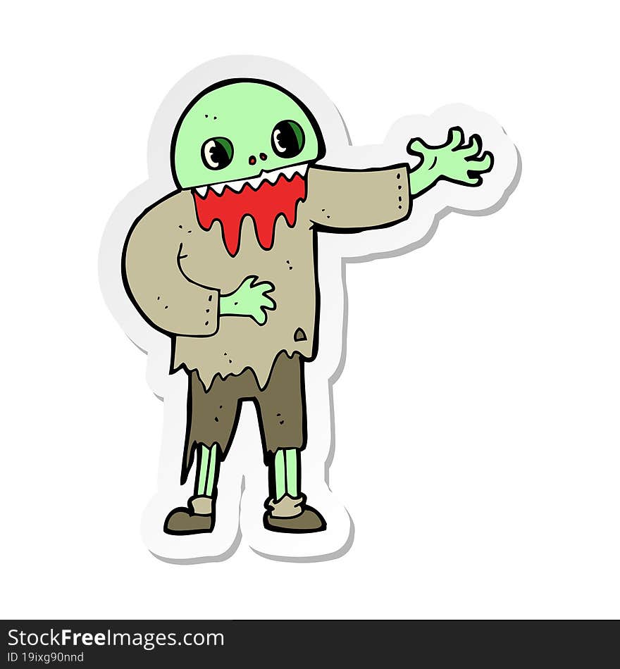 sticker of a cartoon spooky zombie