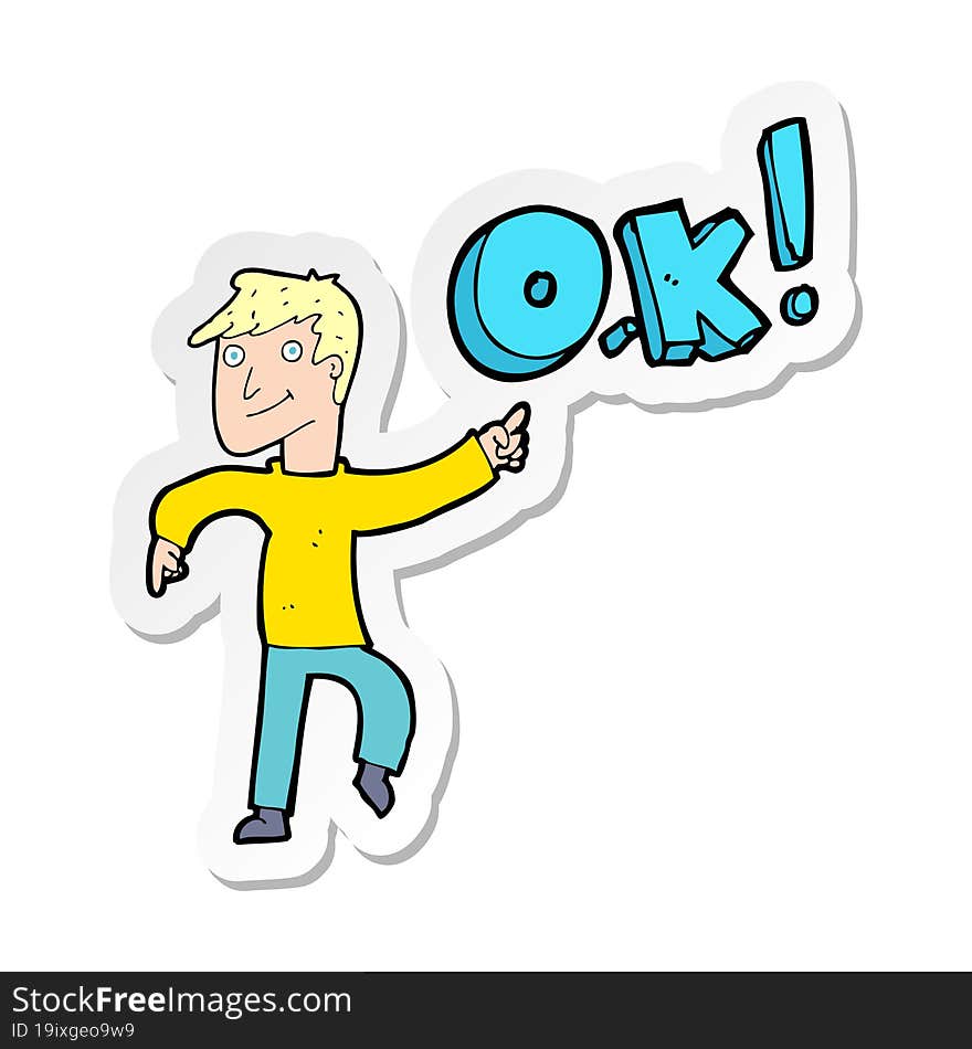 Sticker Of A Cartoon Man Thinking OK