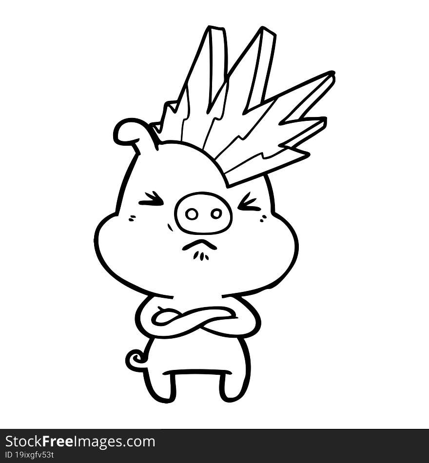 cartoon angry pig. cartoon angry pig