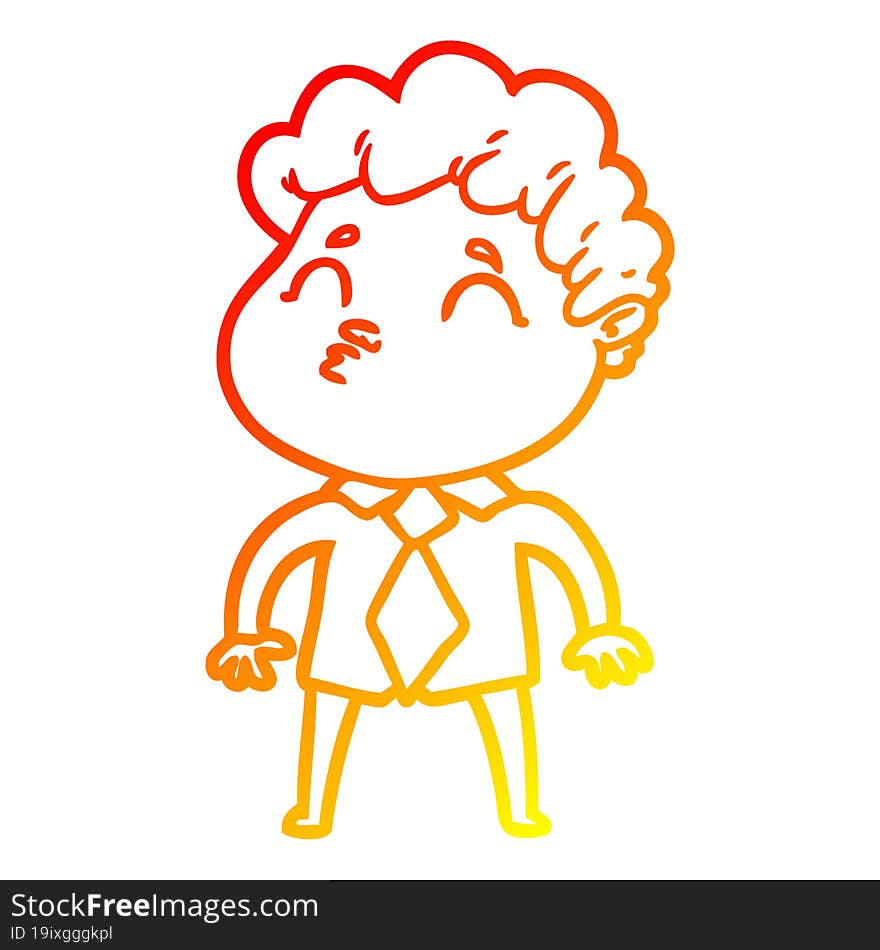 warm gradient line drawing cartoon man pouting