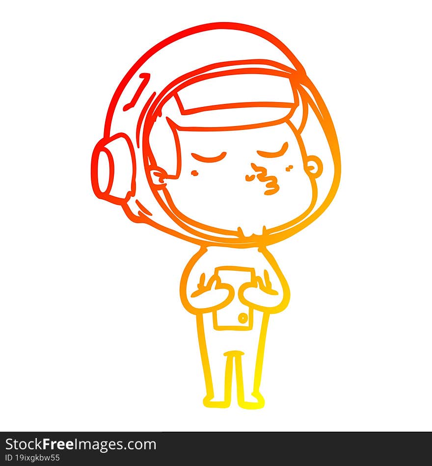 warm gradient line drawing cartoon confident astronaut