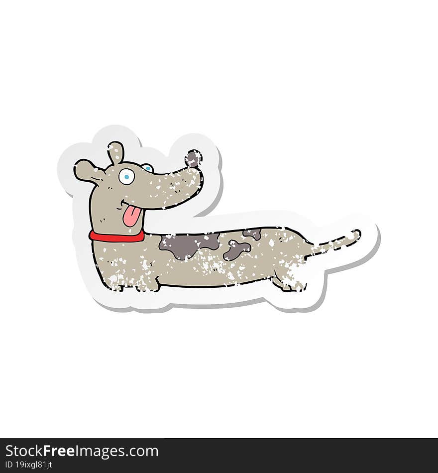 retro distressed sticker of a cartoon dog