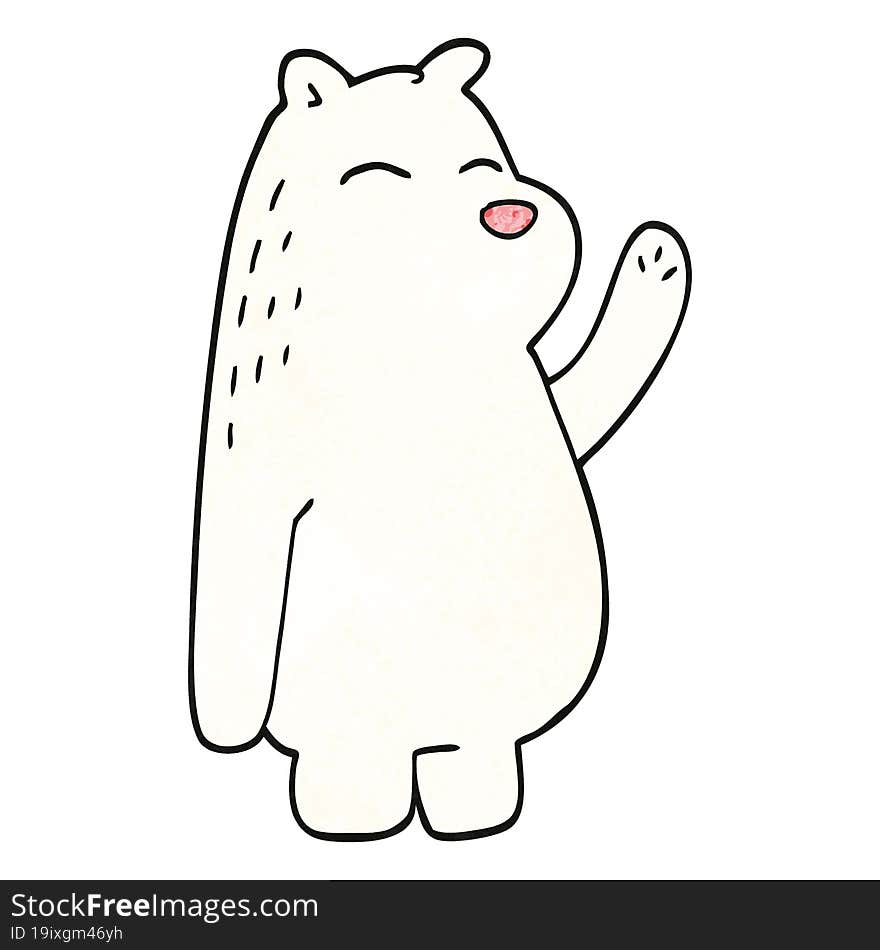 cartoon doodle polar bear waving