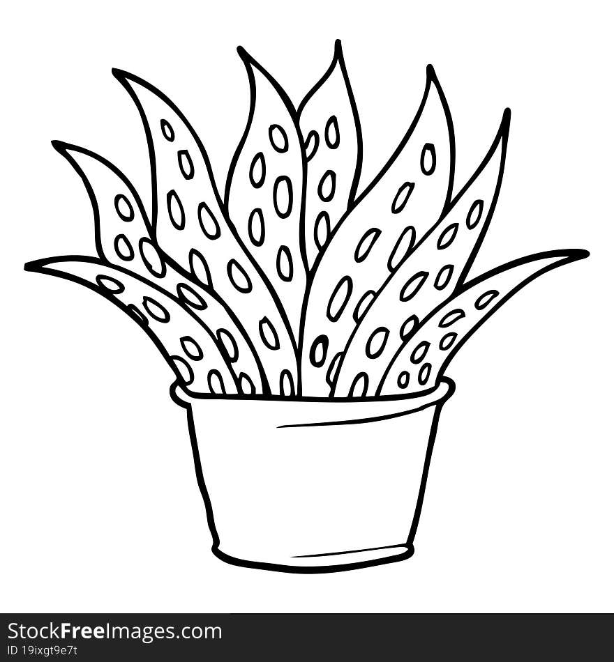 line drawing cartoon house plant