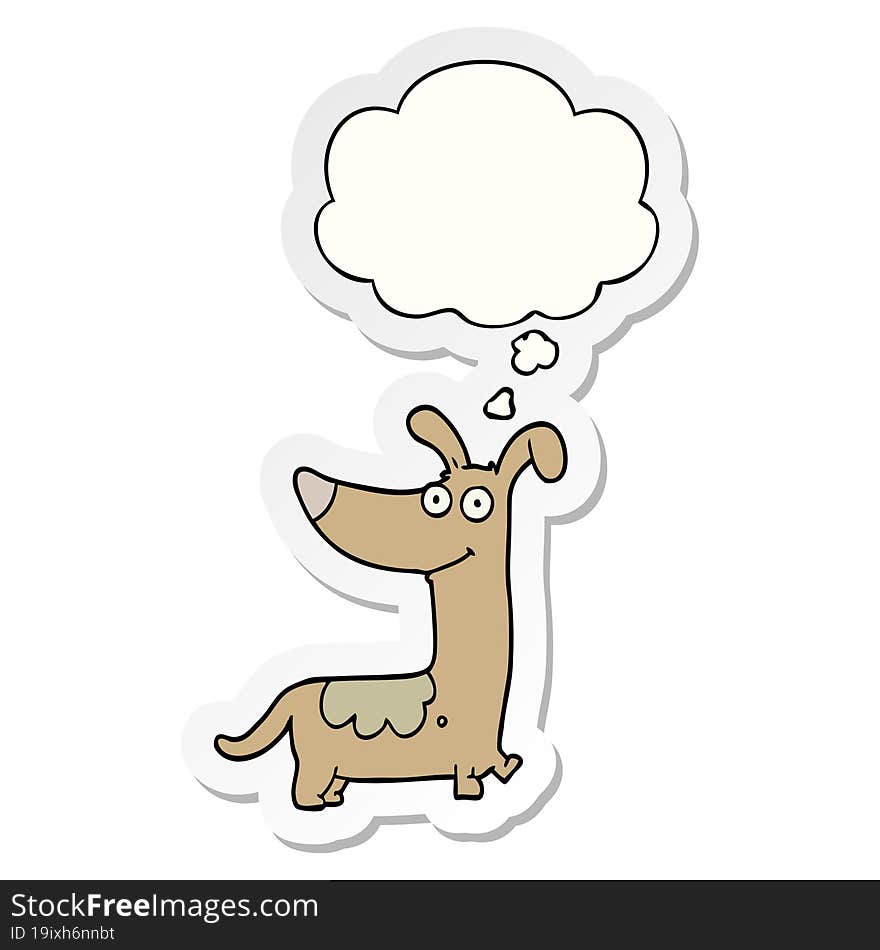 cartoon dog and thought bubble as a printed sticker