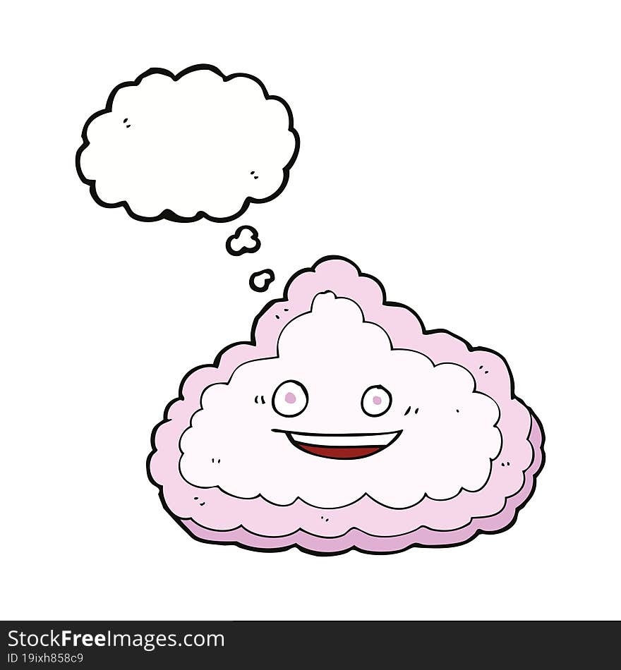 cartoon decorative cloud with thought bubble