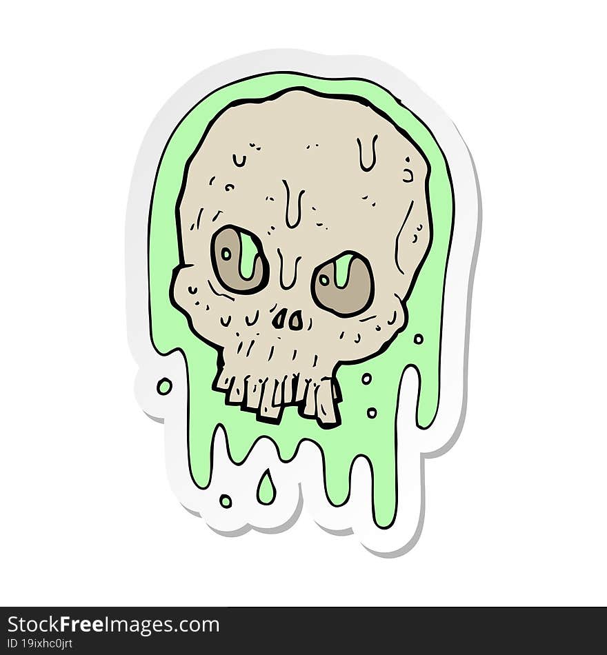 sticker of a cartoon slimy skull