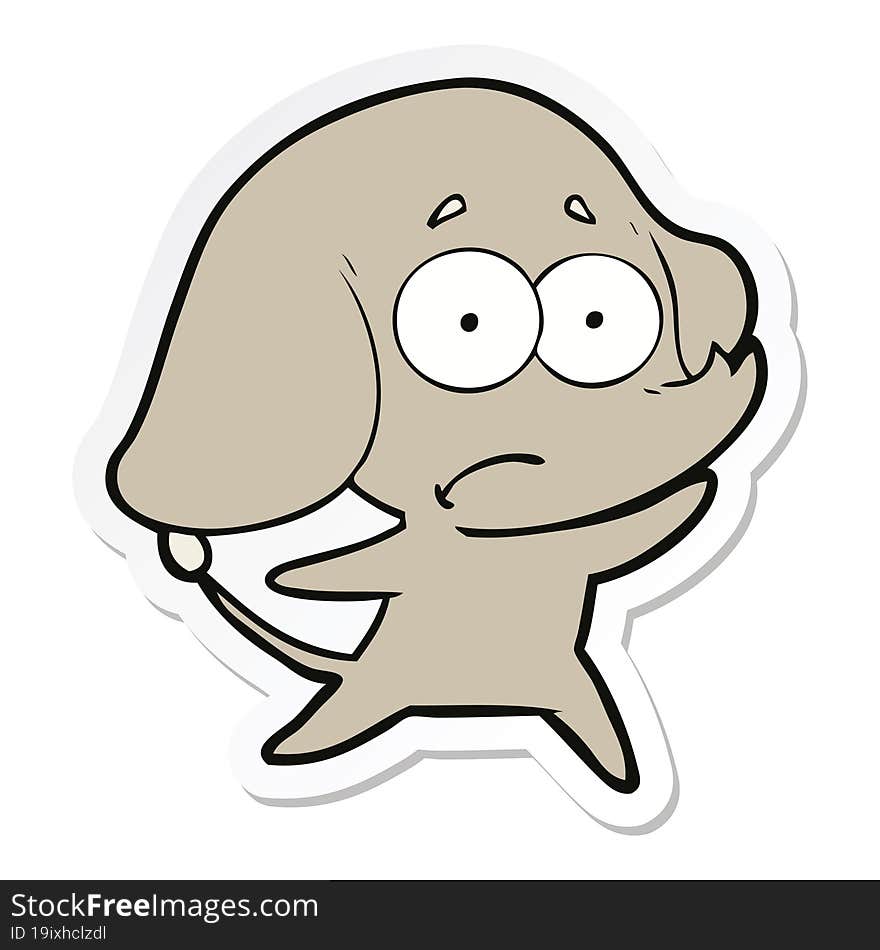 sticker of a cartoon unsure elephant