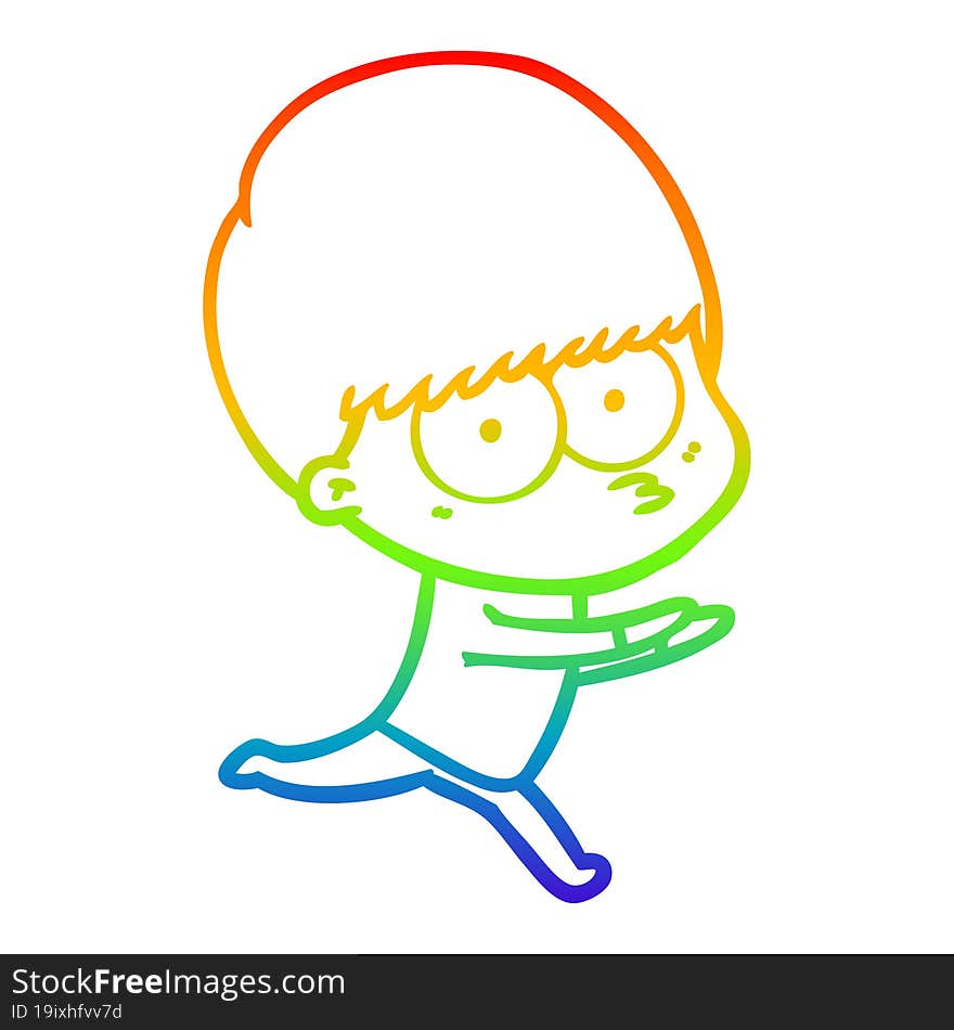 rainbow gradient line drawing nervous cartoon boy