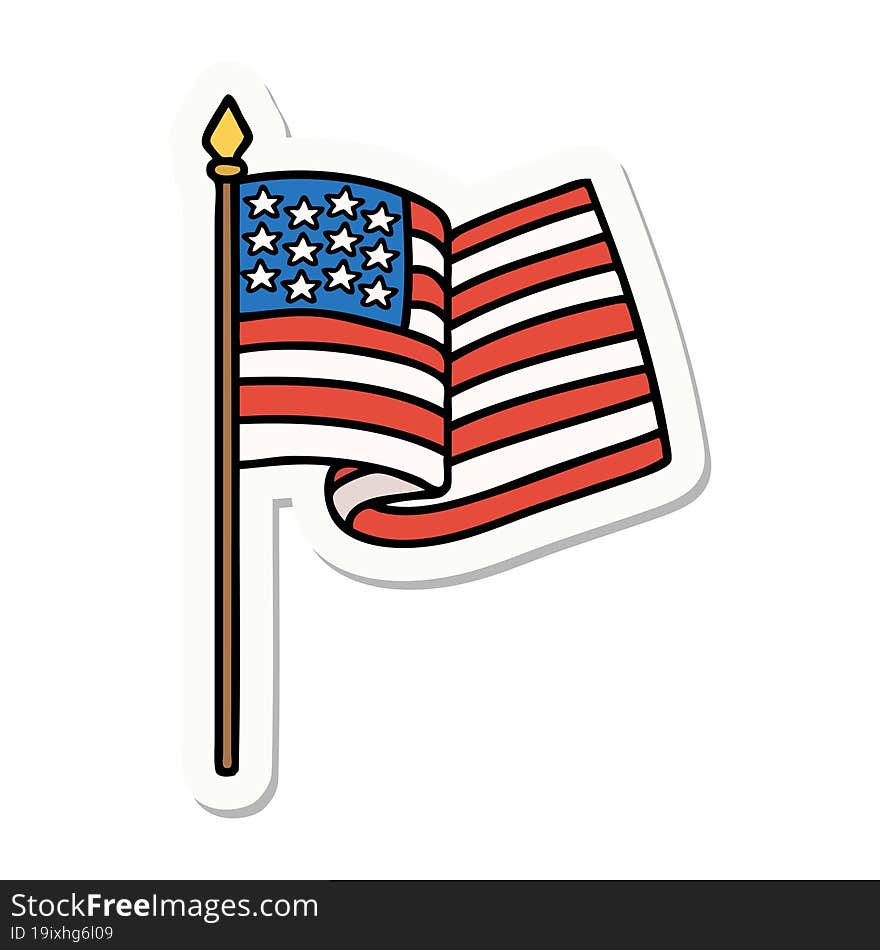 sticker of tattoo in traditional style of the american flag. sticker of tattoo in traditional style of the american flag