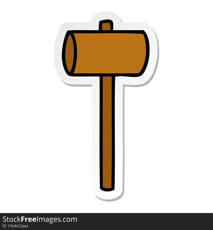 Sticker Cartoon Doodle Of A Mallet