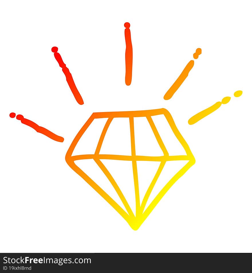 warm gradient line drawing of a cartoon tattoo diamond