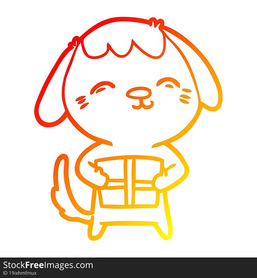 warm gradient line drawing happy cartoon dog