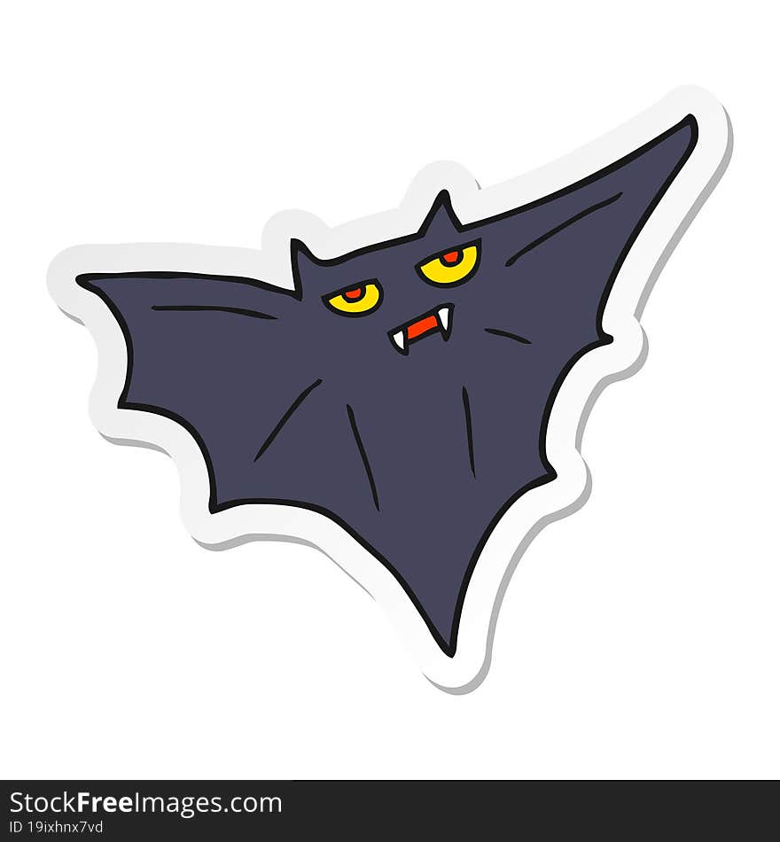 sticker of a cartoon halloween bat