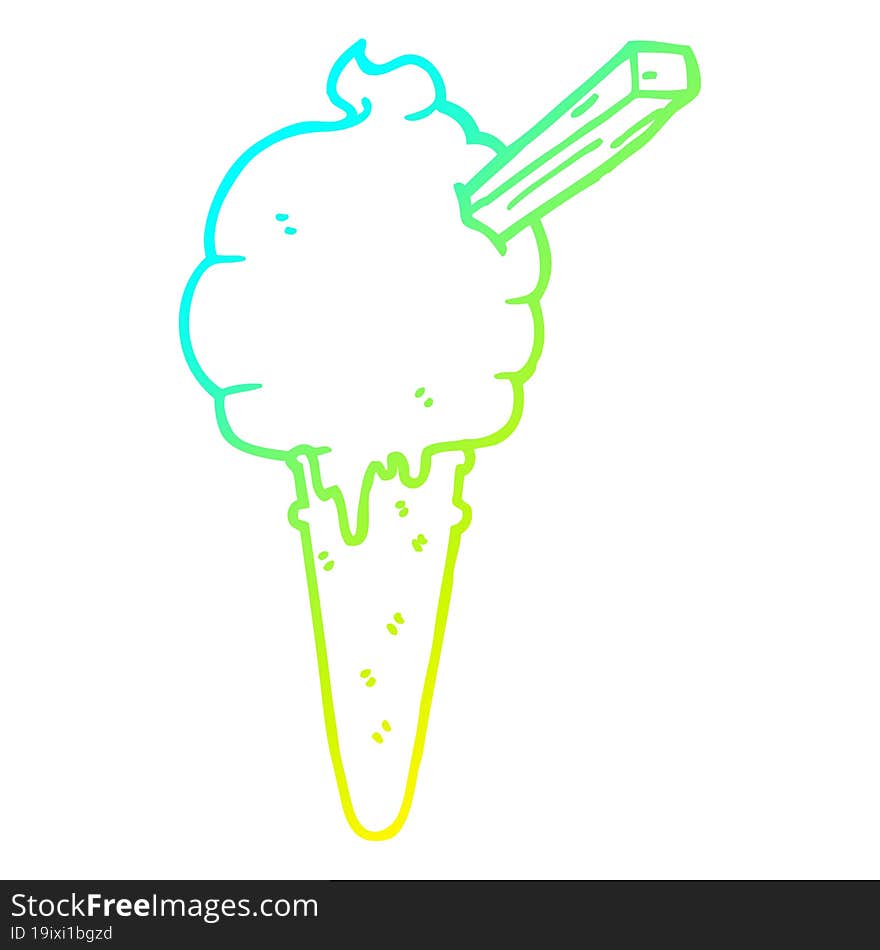 cold gradient line drawing cartoon ice cream