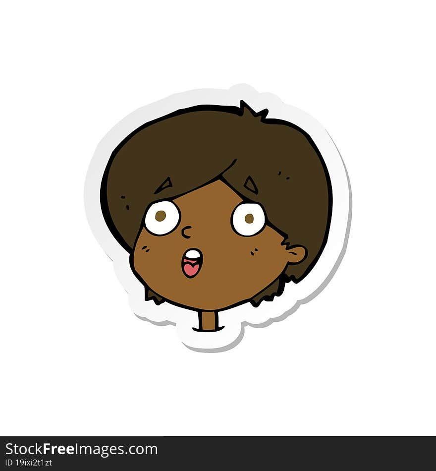 Sticker Of A Cartoon Amazed Expression