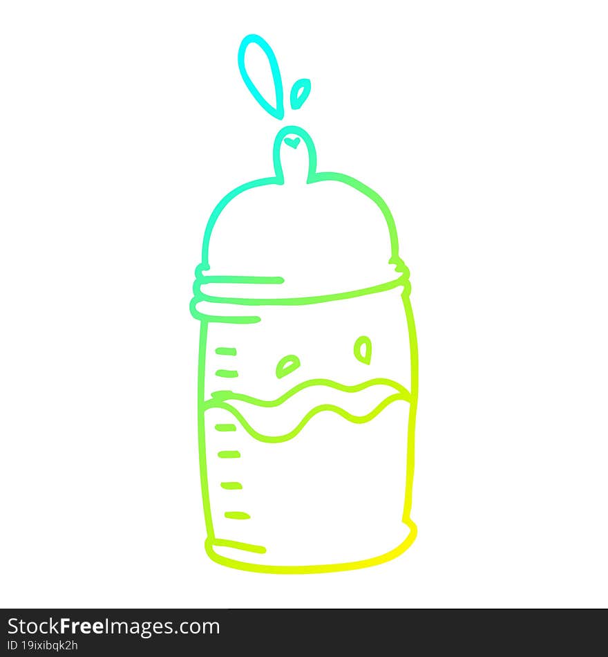 cold gradient line drawing cartoon baby bottle