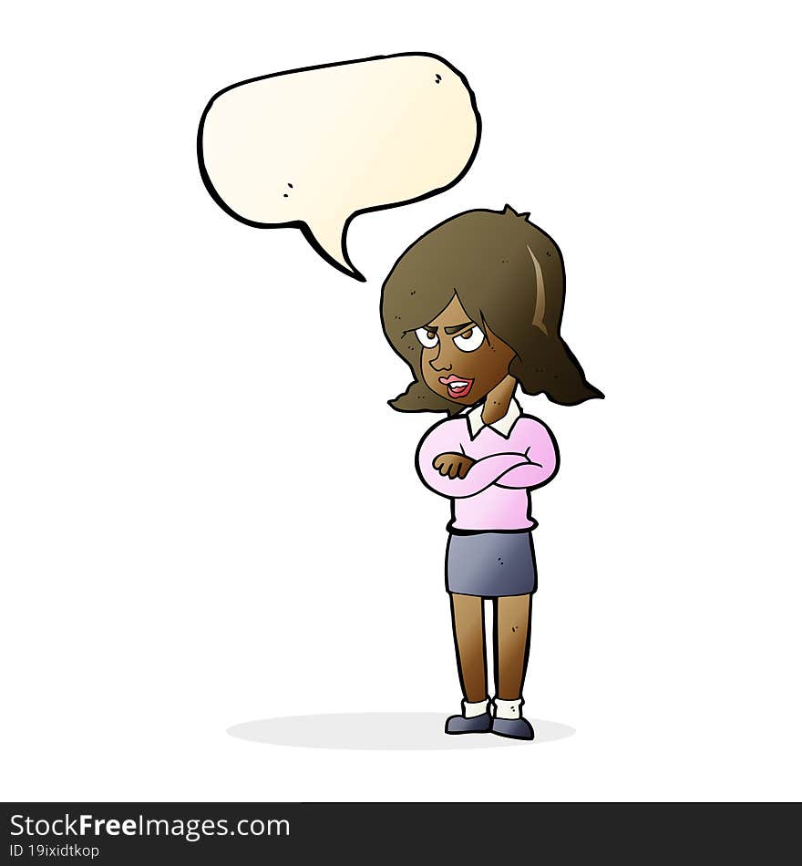 cartoon angry woman with speech bubble