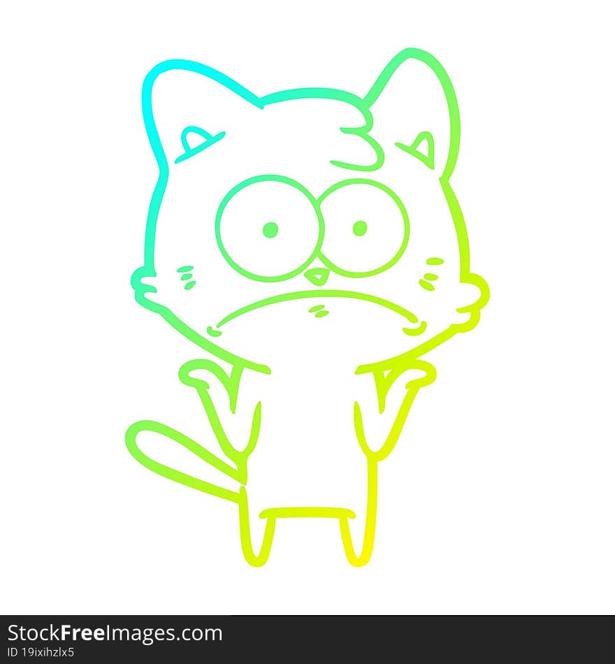 cold gradient line drawing cartoon nervous cat