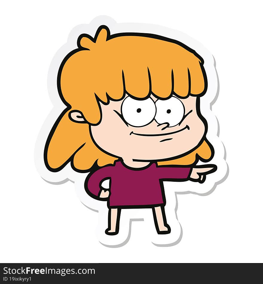 sticker of a cartoon girl smiling