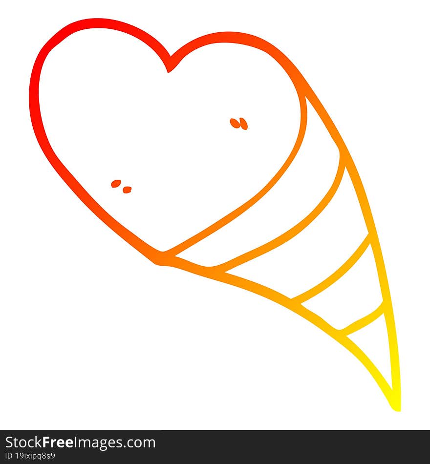 warm gradient line drawing of a cartoon love hearts