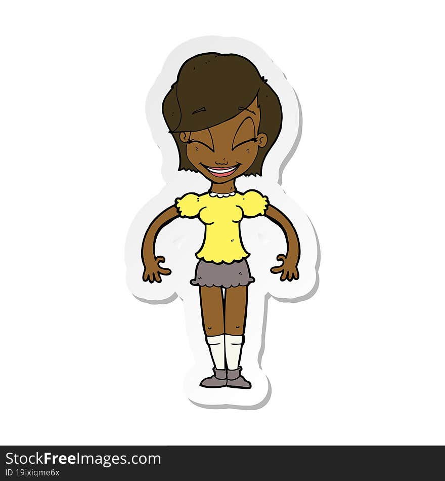 sticker of a cartoon pretty woman