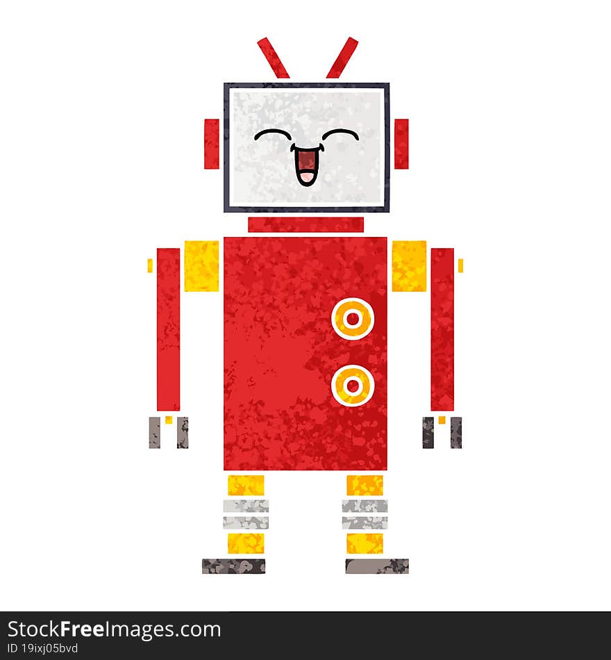 retro illustration style cartoon of a robot