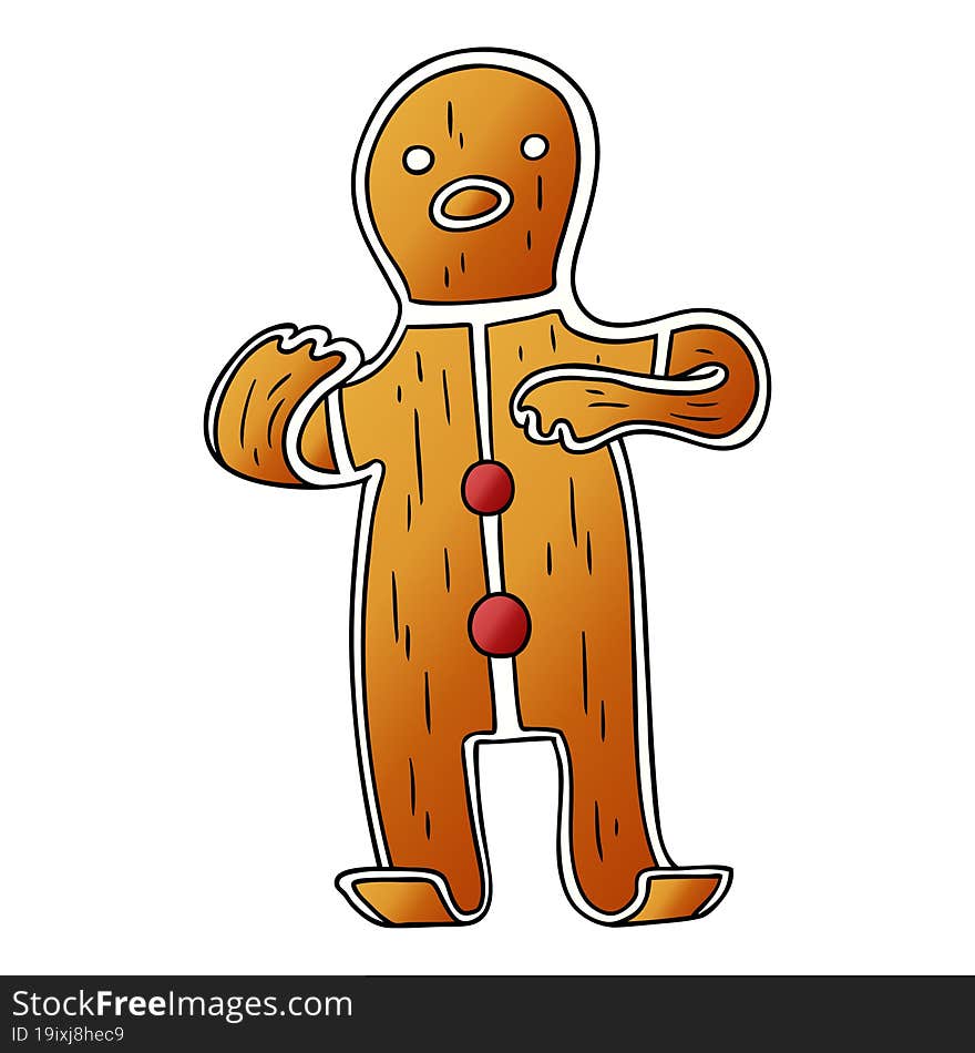 gradient cartoon doodle of a gingerbread man