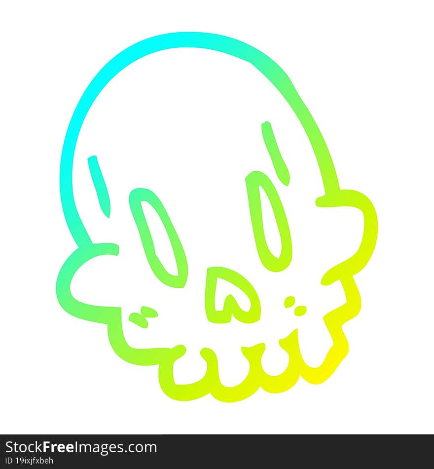 Cold Gradient Line Drawing Cartoon Funny Skull