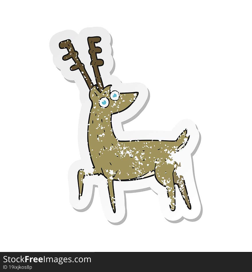 retro distressed sticker of a cartoon stag