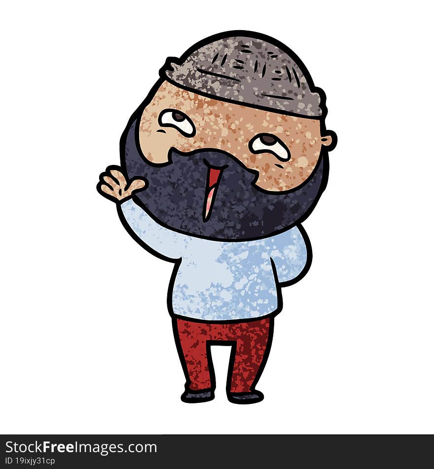 cartoon happy bearded man. cartoon happy bearded man