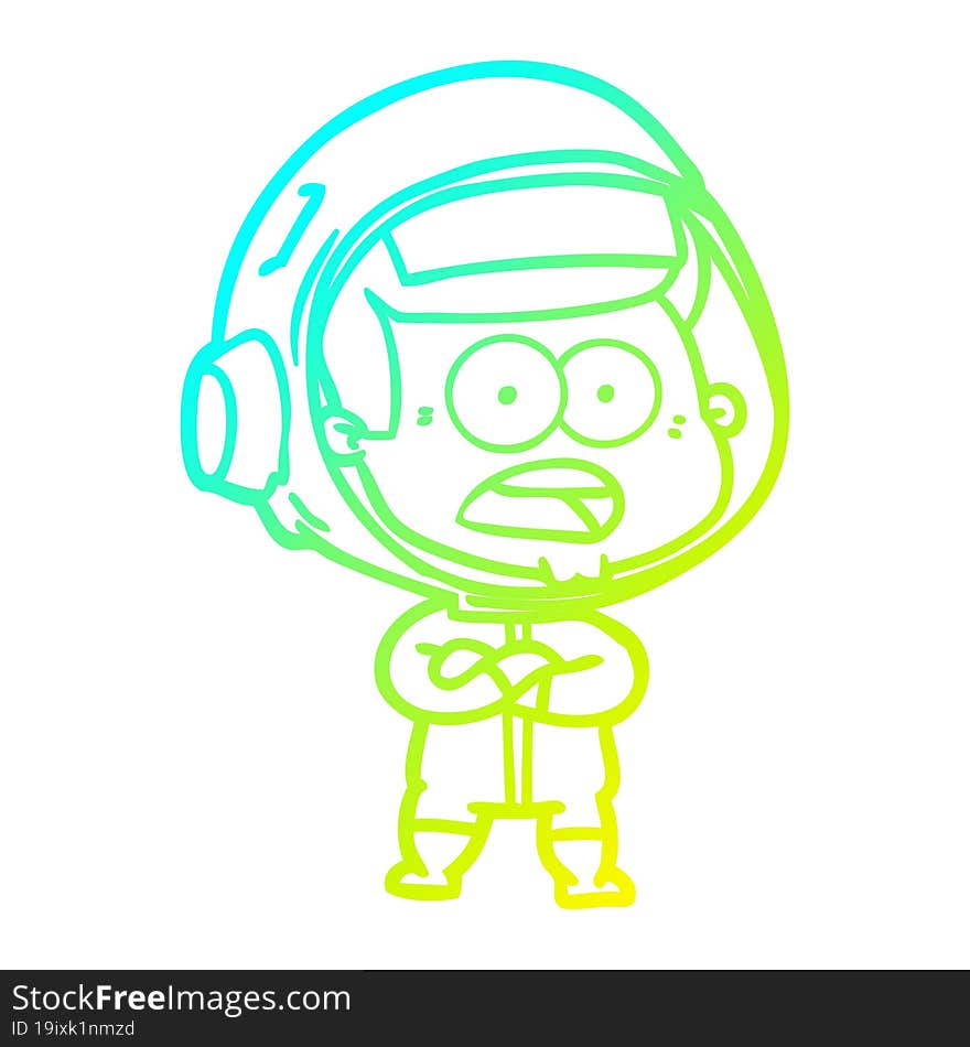 cold gradient line drawing cartoon surprised astronaut